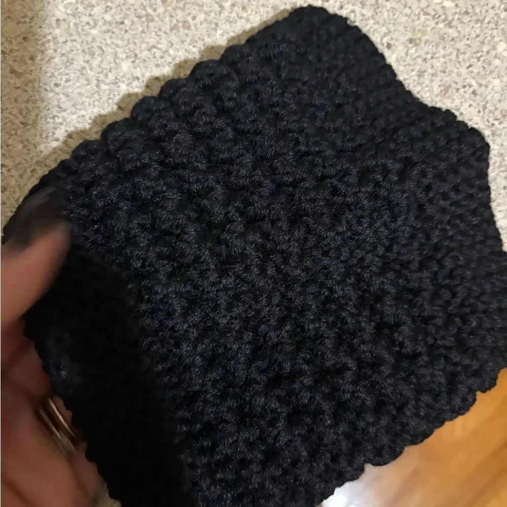 Handmade Black Knit Scarf